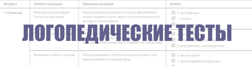 Логопедические тесты для детей